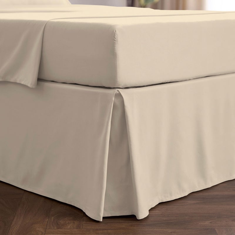 Mellanni Bed Skirt Full Size - Bed Skirting - 15-Inch Tailored Drop Pleated Dust Ruffle - Hotel Luxury Bedding - Wrinkle, Fade, Stain Resistant - 1 Bedskirt (Full, Beige) - Image 1
